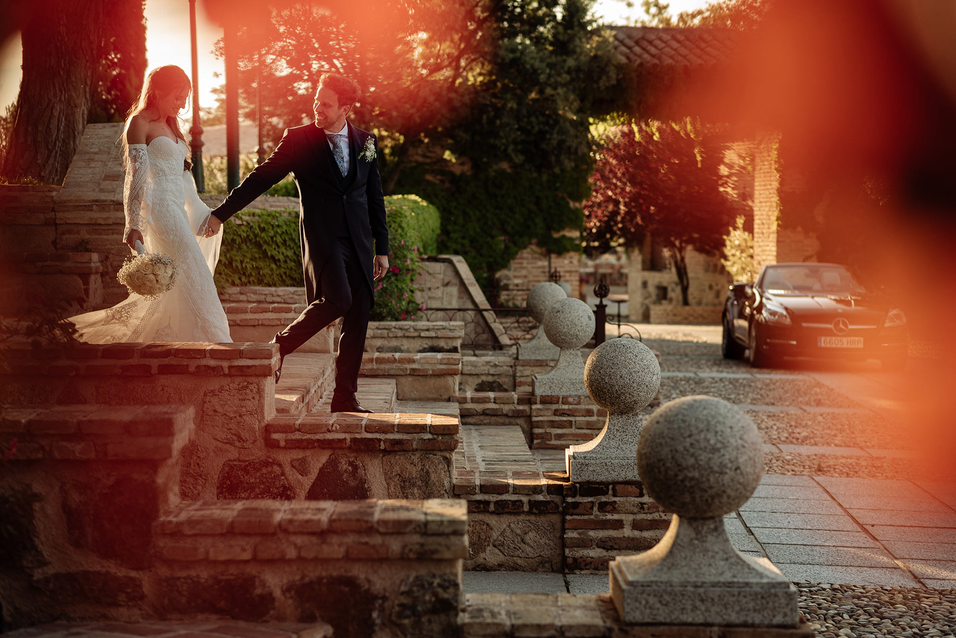 Fotos de boda elegantes en el Cigarral del Ángel, Toledo.